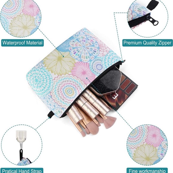 Pastel Flower Print Cosmetic Bag - Picture 2 of 4